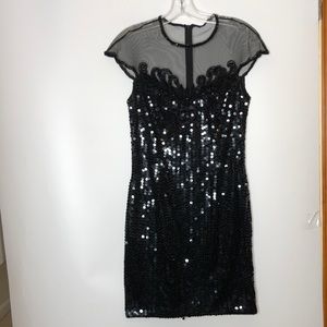 Vintage Nite Womens Pearl Sheer Sequin Dress Eveningwear Party Size 8